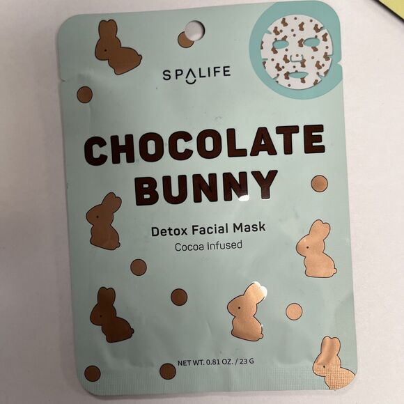 SpaLife Facial Mask Lot Of 3 Calm Detox Antioxidant Cocoa Vanilla Easter Chicks - Picture 4 of 6